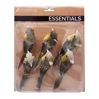 Vogels Bruin Geel 6 st.