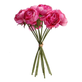 Kunstbloem Pioen Boeket Donker Roze