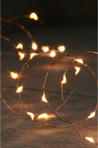 Verlichting LED klassiek warm met timer 40 st. met koperdraad