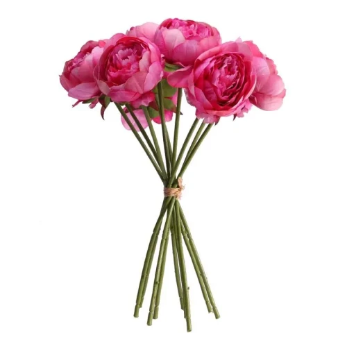 Kunstbloem Pioen Boeket Donker Roze