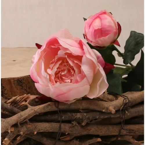 Kunstbloem Pioen x2 Roze