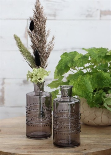 Flasche aus farbigem Glas porto Grau Ø7,5 h.14,5 cm